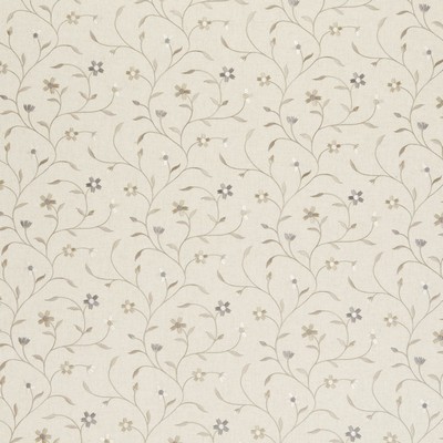 Clarke and Clarke Mellor F0599 F0599/04 CAC Natural in 9595 Beige Polyester  Blend Crewel and Embroidered  Floral Embroidery  Fabric