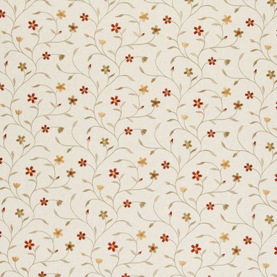 Clarke and Clarke Mellor F0599 F0599/06 CAC Spice in 9595 Polyester  Blend Crewel and Embroidered  Floral Embroidery  Fabric