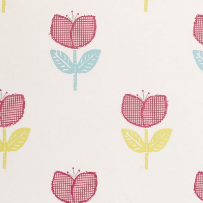Clarke and Clarke Ava Pink in Storybook Cotton Modern Floral  Fabric
