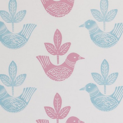 Clarke and Clarke Doves Pink in Storybook Cotton Birds and Feather   Fabric