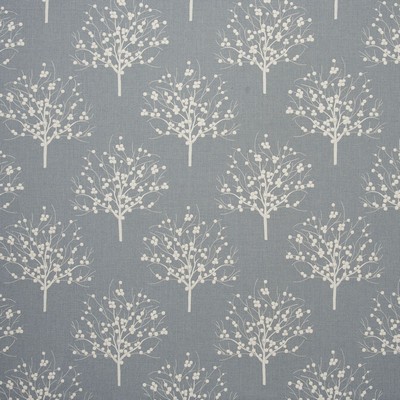 Clarke and Clarke Bowood Chambray in Manor House Blue Cotton  Blend Leaves and Trees   Fabric