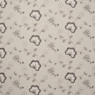 Clarke and Clarke Chatsworth F0735 F0735/03 CAC Charcoal in Manor House Grey Viscose  Blend Jacobean Floral   Fabric