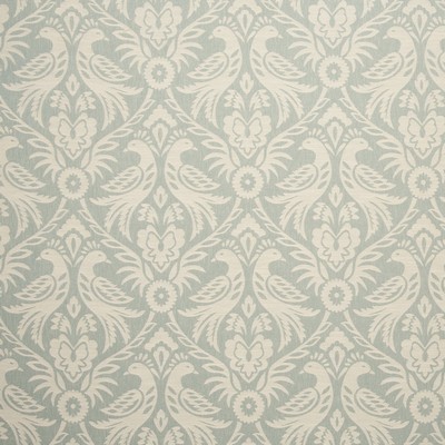 Clarke and Clarke Harewood F0737 F0737/04 CAC Duckegg in Manor House Blue Polyester  Blend Birds and Feather  Modern Contemporary Damask   Fabric