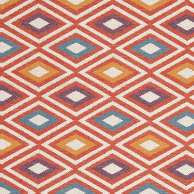 Clarke and Clarke Cherokee F0808 F0808/02 CAC Cayenne in Navajo Red Viscose  Blend Fire Rated Fabric Southwestern Diamond  Fire Retardant Print and Textured CA 117  Navajo Print   Fabric