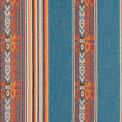 Clarke and Clarke Totem Capri in Navajo Blue Cotton  Blend Fire Rated Fabric Fire Retardant Print and Textured CA 117  Navajo Print   Fabric