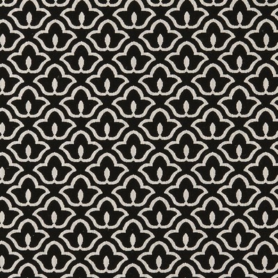 Clarke and Clarke Bw1014 F0887 F0887/01 CAC Black/white in Black and White White 9%Linen  Blend Circles and Swirls Black and White Flower   Fabric