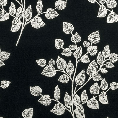 Clarke and Clarke Bw1036 F0909 F0909/01 CAC Black/white in Black and White White 15%Polyester18%Cotton Leaves and Trees   Fabric