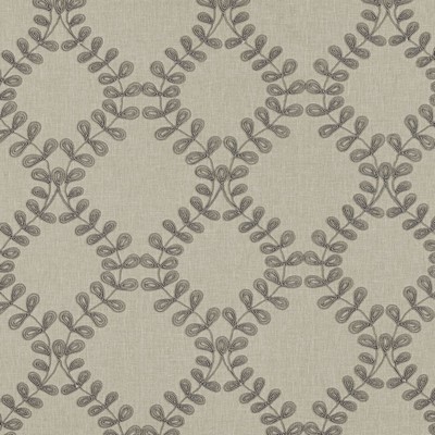 Clarke and Clarke Malham F0939 F0939/05 CAC Smoke in 9098 Grey 48%Cotton  Blend Crewel and Embroidered  Trellis Diamond   Fabric