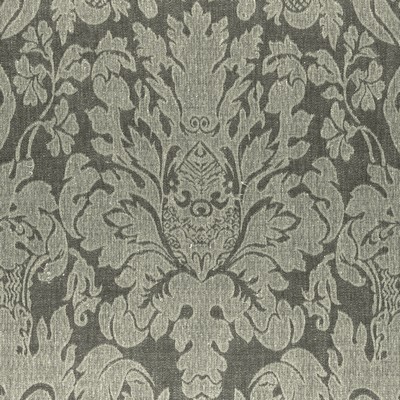 Clarke and Clarke F0989 2 CHARCOAL in 9129 Grey LINEN  Blend Classic Damask   Fabric