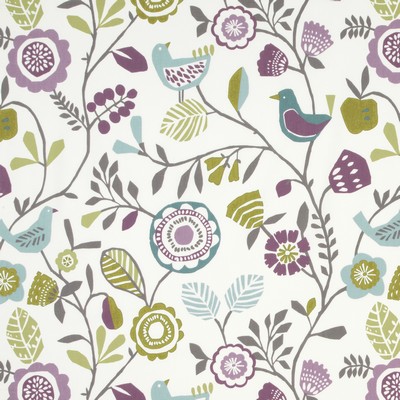 Clarke and Clarke F0990 2 HEATHER/OLIVE in 9193 Green Multipurpose COTTON Birds and Feather  Modern Floral  Fabric