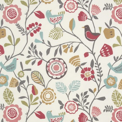 Clarke and Clarke F0990 4 PASTEL in 9193 Multipurpose COTTON Birds and Feather  Modern Floral  Fabric