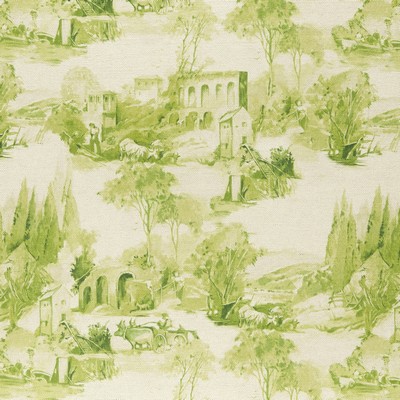 Clarke and Clarke F0997 2 CITRON in 9129 Green COTTON  Blend French Country Toile   Fabric
