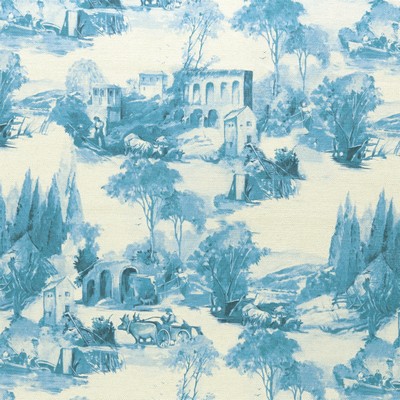 Clarke and Clarke F0997 3 DELFT in 9129 COTTON  Blend French Country Toile   Fabric