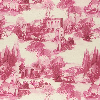 Clarke and Clarke F0997 4 RASPBERRY in 9129 Pink COTTON  Blend French Country Toile   Fabric