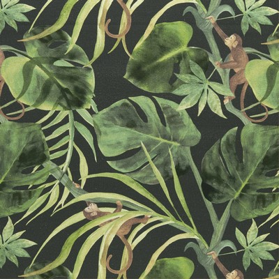 Clarke and Clarke F0998 1 CHARCOAL in 9129 Grey COTTON  Blend Tropical   Fabric
