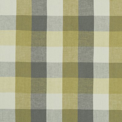Clarke and Clarke AUSTIN CHECK F1042/02 CAC CITRON/NATURAL in CLARKE & CLARKE CASTLE GARDEN Green Multipurpose -  Blend Check  Stripes and Plaids Linen  Small Scale Plaid  Plaid and Tartan  Fabric