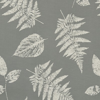 Clarke and Clarke F1059 4 PEWTER in 9190 Silver POLYESTER  Blend Leaves and Trees   Fabric