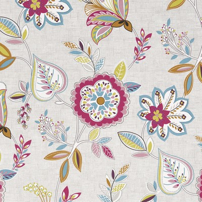 Clarke and Clarke F1066 5 SUMMER in 9189 COTTON Jacobean Floral   Fabric