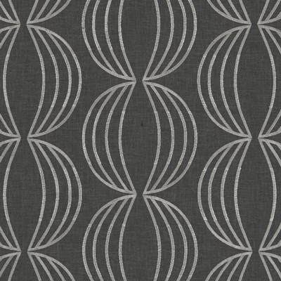 Clarke and Clarke F1070 2 CHARCOAL in 9185 Grey POLYESTER  Blend Circles and Swirls  Fabric