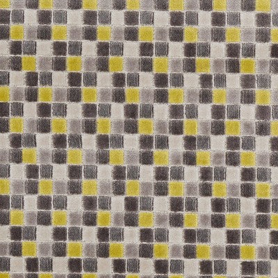 Clarke and Clarke F1086 1 CHARTREUSE in 9187 Upholstery VISCOSE  Blend Squares  Heavy Duty Patterned Velvet   Fabric