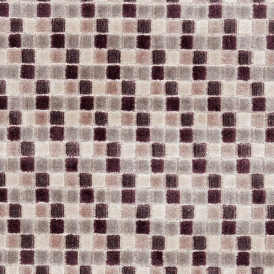 Clarke and Clarke F1086 2 DAMSON in 9187 Upholstery VISCOSE  Blend Squares  Heavy Duty Patterned Velvet   Fabric