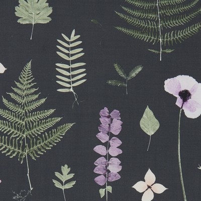 Clarke and Clarke F1089 3 HEATHER/EBONY in 9154 Black VISCOSE  Blend Leaves and Trees   Fabric