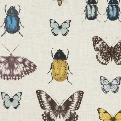 Clarke and Clarke F1093 4 MINERAL/LINEN in 9154 Grey VISCOSE  Blend Bug and Insect   Fabric