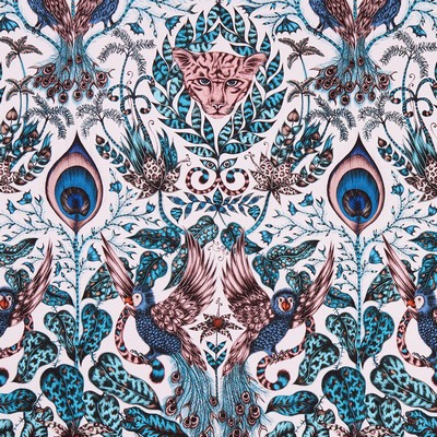Clarke and Clarke AMAZON F1107/04 CAC PINK in ANIMALIA BY EMMA J SHIPLEY FOR C&C Pink Multipurpose -  Blend Birds and Feather  Jungle Safari   Fabric