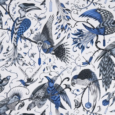 Clarke and Clarke AUDUBON F1108/01 CAC BLUE in ANIMALIA BY EMMA J SHIPLEY FOR C&C Blue Multipurpose -  Blend Birds and Feather   Fabric