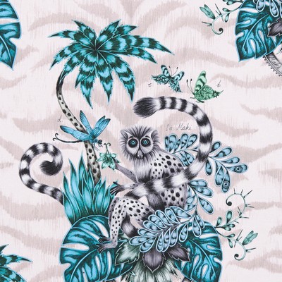 Clarke and Clarke LEMUR F1112/04 CAC PINK in ANIMALIA BY EMMA J SHIPLEY FOR C&C Pink Multipurpose -  Blend Monkey   Fabric