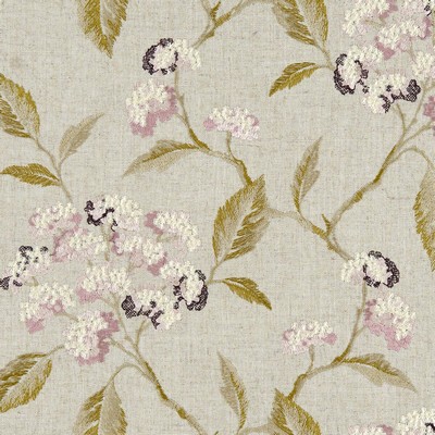 Clarke and Clarke SUMMERBY F1125/01 CAC DAMSON in CLARKE & CLARKE AVEBURY Purple Multipurpose Linen  Blend Traditional Floral  Vine and Flower  Embroidered Linen   Fabric