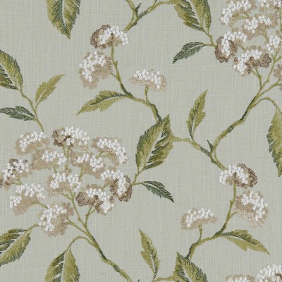 Clarke and Clarke SUMMERBY F1125/03 CAC DUCKEGG in CLARKE & CLARKE AVEBURY Green Multipurpose Linen  Blend Traditional Floral  Vine and Flower  Embroidered Linen   Fabric