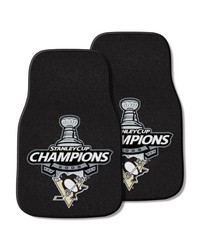 Pittsburgh Penguins Front Carpet Car Mat Set  2 Pieces 2009 NHL Stanley Cup Champions Black by   