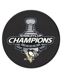 Pittsburgh Penguins Hockey Puck Rug  27in. Diameter 2009 NHL Stanley Cup Champions Black by   