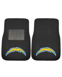 Los Angeles Chargers Embroidered Car Mat Set  2 Pieces Black by   