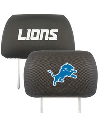 Detroit Lions Embroidered Head Rest Cover Set  2 Pieces Black by   