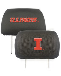 Illinois Illini Embroidered Head Rest Cover Set  2 Pieces Black by   