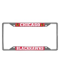 Chicago Blackhawks Chrome Metal License Plate Frame 6.25in x 12.25in Chrome by   