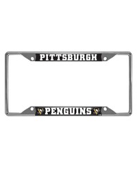 Pittsburgh Penguins Chrome Metal License Plate Frame 6.25in x 12.25in Chrome by   
