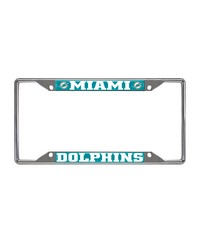 Miami Dolphins Chrome Metal License Plate Frame 6.25in x 12.25in Aqua by   