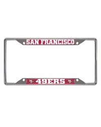 San Francisco 49ers Chrome Metal License Plate Frame 6.25in x 12.25in Red by   