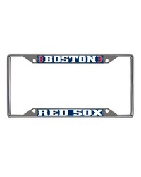 Boston Red Sox Chrome Metal License Plate Frame 6.25in x 12.25in Navy by   