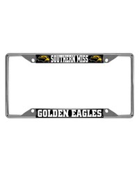 Southern Miss Golden Eagles Chrome Metal License Plate Frame 6.25in x 12.25in Chrome by   