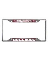 Mississippi State Bulldogs Chrome Metal License Plate Frame 6.25in x 12.25in Maroon by   