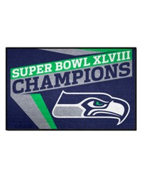 Seattle Seahawks Starter Mat Accent Rug  19in. x 30in. 2014 Super Bowl XLVIII Champions Navy by   