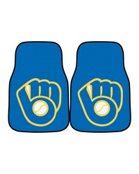 MLB Milwaukee Brewers Ball in Glove 2piece Carpeted Car Mats 18x27 by   