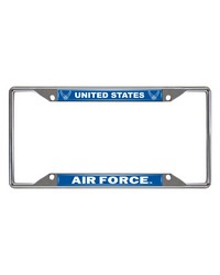 U.S. Air Force Chrome Metal License Plate Frame 6.25in x 12.25in Blue by   