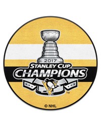 Pittsburgh Penguins Hockey Puck Rug  27in. Diameter 2017 NHL Stanley Cup Champions Yellow by   