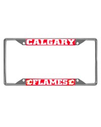Calgary Flames Chrome Metal License Plate Frame 6.25in x 12.25in Chrome by   