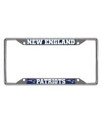 New England Patriots Chrome Metal License Plate Frame 6.25in x 12.25in Navy by   